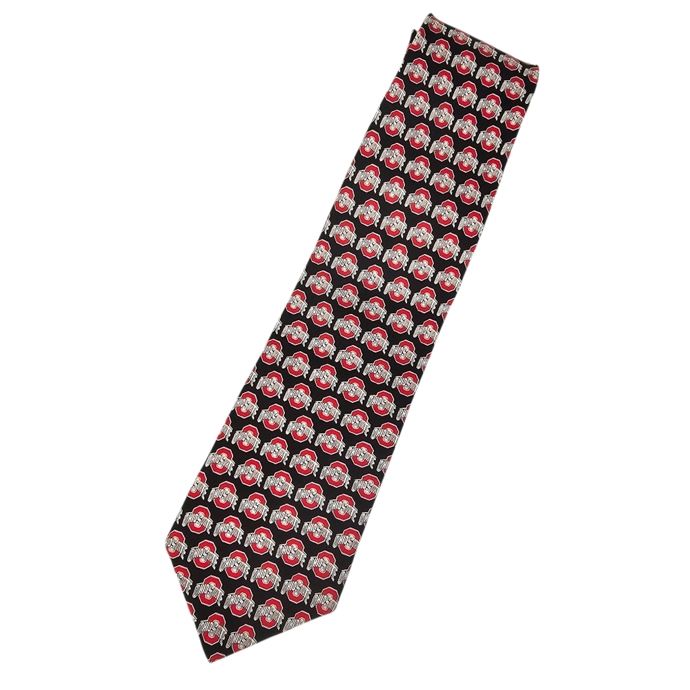 Vintage RM Sport 2003 Ohio State University Logo Repeat Silk Tie